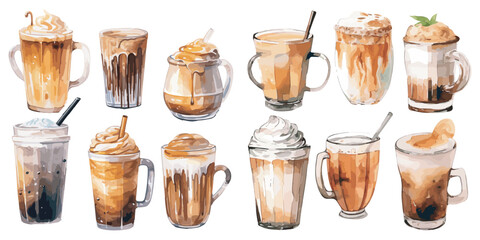 watercolor Coffee drink clipart for graphic resources