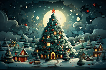 christmas background with christmas tree ai generative