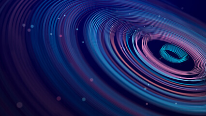 Fototapete - Abstract digital background of moving particles. Information space flow. Big data visualization. 3d rendering