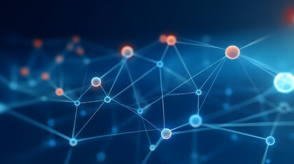 Wall Mural - animation of dots connected with lines over lens flares against blue background