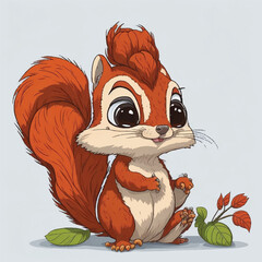 Wall Mural - cartoon cute baby squirrel sitting