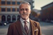 © VK Studio - Mature male businessperson lawyer wearing elegant suit on city background in sunlight. Generative AI