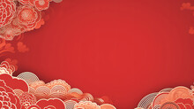 Background Template With Chinese Pattern In Red
