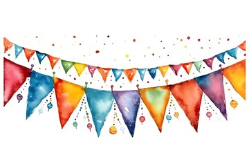 Wall Mural - Set of colorful watercolor carnival or birthday garland, generative ai illustration.