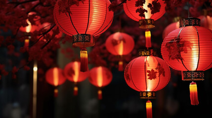 Chinese style red lanterns. Chinese new year decorations