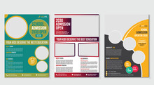 Back To School Set Of Brochure Design Templates On The Subject Of Education, School, Online Learning.
Vector Illustrations For Flyer Layout, Kids Back To School Education Admission Flyer Poster Layout