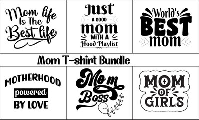 Wall Mural - Mom  Typographic  T-Shirt Design Bundle Design 