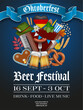 oktoberbfest poster with accordion, pretzel, beer mugs and other elements. german beer festival flyer