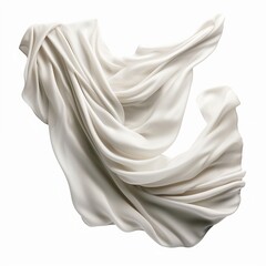 Drapery fluttering white cloth. Flying white material isolated on white background 