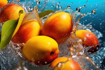 Mango in water splash. Generative Ai