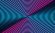 Abstract circle line pattern spin blue pink light isolated on black background in the concept of music, technology, digital