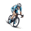 © Aquir - Road cyclist hand-drawn illustration. Cyclist. Vector doodle style cartoon illustration