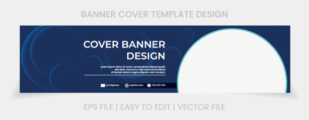 blue banner abstract background linkedin cover social media template vector design