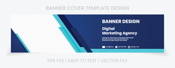 blue banner abstract background linkedin cover social media template vector design