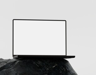 close up laptop mockup with blank white screen, responsive web design and website mockup, advertisem