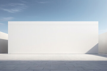 Wall Mural - white minimal architecture building background empty wide space for mock up, concrete floor car park