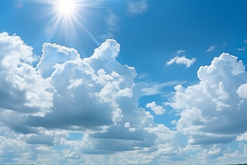 Wall Mural - Sunny sky with white cloud background.Generative Ai.