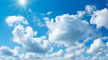 Wall Mural - Sunny sky with white cloud background.Generative Ai.