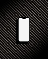 Wall Mural - Mockup smartphone with blank white screen, on concrete with black dark background. copy space for brand advertisement. 3D rendering.