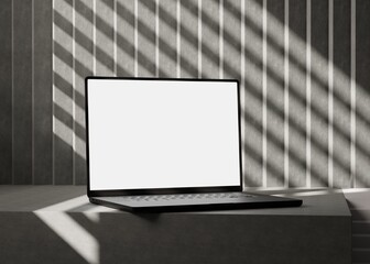 Close up Laptop Mockup with blank white screen, Responsive Web Design and website Mockup, advertisement and Branding. 3d Rendering