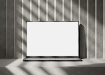 close up laptop mockup with blank white screen, responsive web design and website mockup, advertisem
