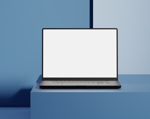 Close up Laptop Mockup with blank white screen, Responsive Web Design and website Mockup, advertisement and Branding. 3d Rendering