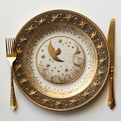 Sticker - Antique plates and tableware inlaid with gold