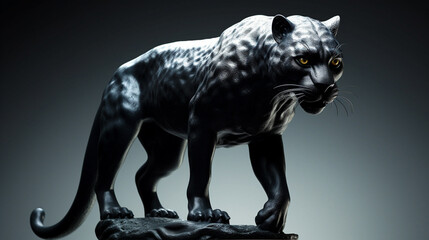 Wall Mural - black leopard   HD 8K wallpaper Stock Photographic Image