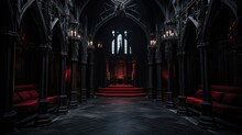 Abstract Renaissance Empty Big Hall Dark Gothic Light And Smoke Room