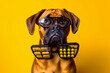 © SHOTPRIME STUDIO - dog finance business background humor financial yellow animal funny pet work. Generative AI.