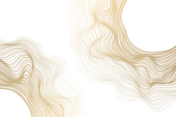 Vector abstract line art wavy flowing dynamic curve gold gradient isolated on transparent background in concept luxury, wave