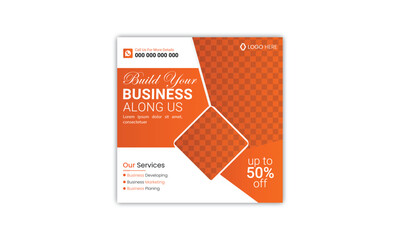 Wall Mural - corporate Business marketing social media post template instragram post template for your company with orange color