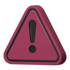 3d Realistic pink triangle warning sign isolated on background. Hazard warning attention sign with exclamation mark symbol. Danger, Alert, Dangerous attention icon.