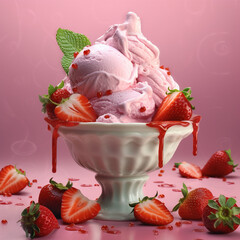 Wall Mural - Strawberry flavored ice cream