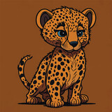 Fototapeta  - cute baby cheetah cartoon vector background
