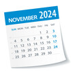November 2024 Calendar Leaf. Week Starts on Monday. Vector Illustration