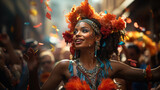 Fototapeta Londyn - Notting Hill carnival performer created with generative AI technology