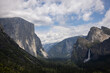 Glorious Yosemite Valley with waterfalls in the Spring at Yosemite National Park 