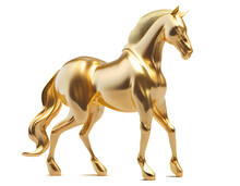 Lucky Golden Horse On A Transparent Background