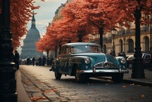 Old Car On A Street In A Historic European City
