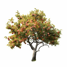  Peach Tree, Detailed Front View Of Tree On Transparent Background, Png File, Isolated, White Background With Generative Ai