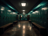 Fototapeta  - dressing room or corridor with lockers, AI generative