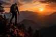 © VexoraImages - man climbing a large mountain at sunset. Silhouette and leadership concept