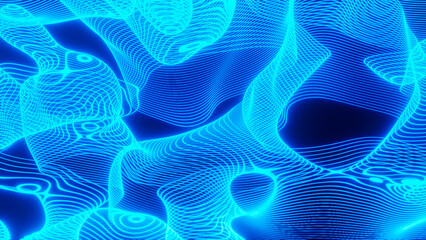 Wall Mural - abstract blue background with waves hologram