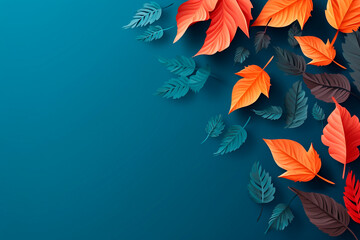 Autumn seasonal background frame with fall leaves