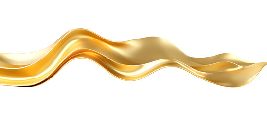 3d rendering wave golden band. Flowing abstract metallic shape. Generative AI
