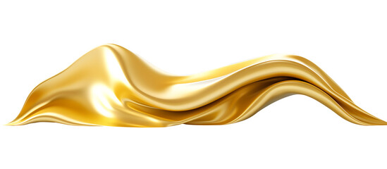 3d rendering wave golden band. flowing abstract metallic shape. generative ai