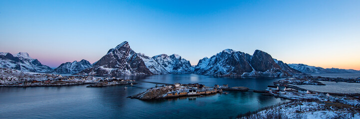 Wall Mural - panorama of the small town of reine at the very end of the lofoten in the northern part of norway du