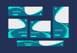 Set of vector web banner templates in modern style with abstract waves in marine colors. For advertising, cover art, presentations, business cards and more. Just add your image and text.