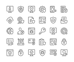 Wall Mural - internet security icons. vector line icons set. data protection, cybersecurity, secure technology, c
